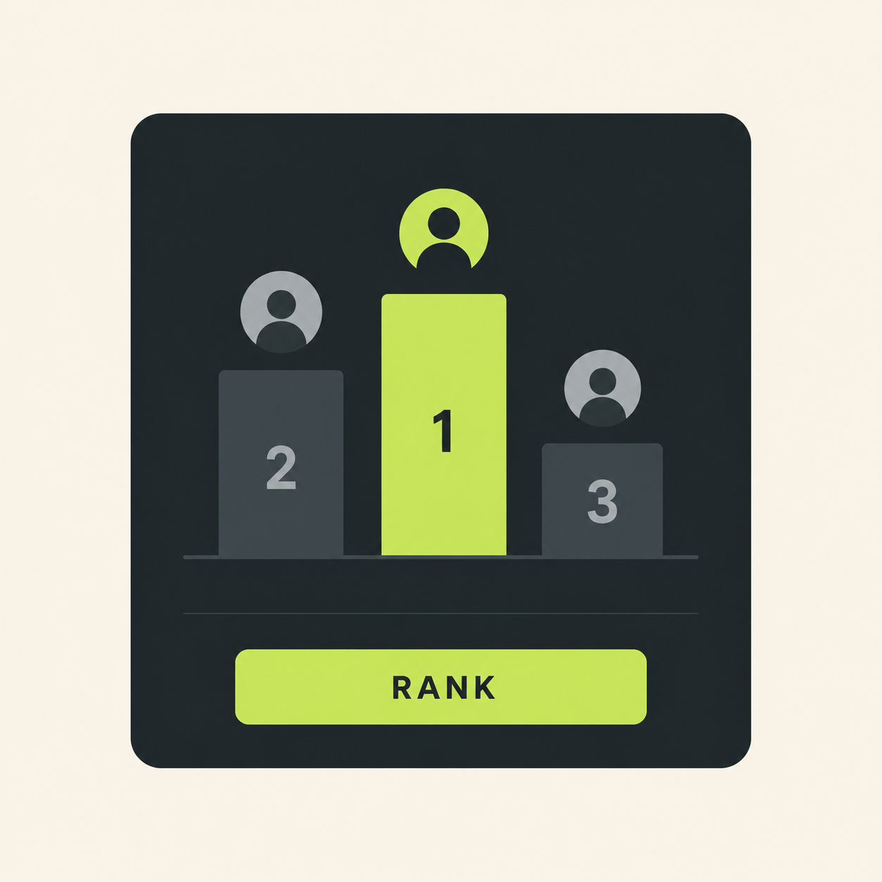 MossLink ranking ad screen with podium and rank button